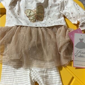 Rare Editions Gold and Cream Butterfly Tutu Set